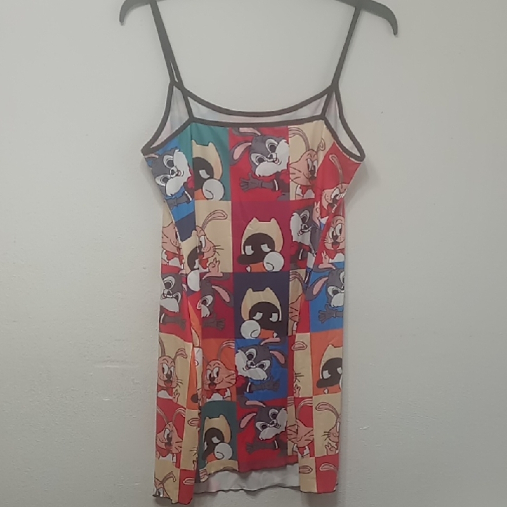Women's Cute Colorful Cartoon Character Nightgown, Round Neck Backless Size XL
